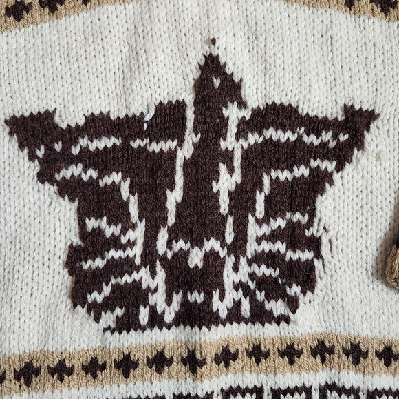 Hand-made Vintage Cowichan Style Wool Pullover Sweater Unisex - Picture 5 of 10